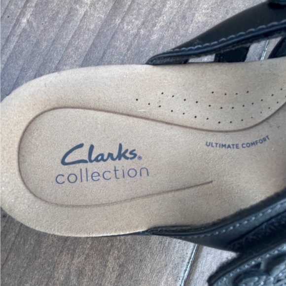 Clarks Laurieann Cove Black Leather Sandals 3 Strap Adjustable Comfort Shoes 8M - Picture 5 of 5
